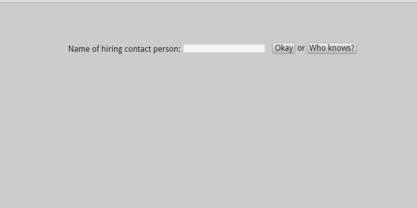 Cover Letter Builder: a form asking for the name of the hiring contact person, with “Okay” and “Who knows?” buttons.